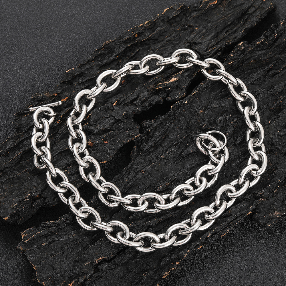 12mm Stainless Steel Cross Chain O-shaped Chain Men's Necklace