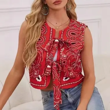 Women's New Casual Round-neck Tie-dye Printed Cotton Vest