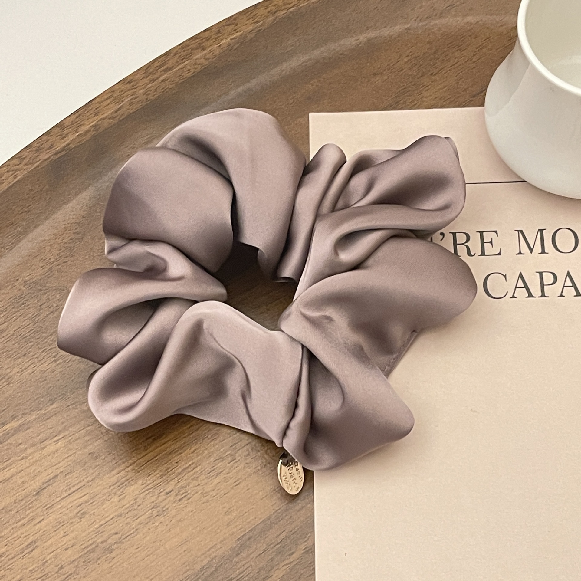 Simple High quality Satin Large Intestine Hair Ring Gray Purple - Shop at LoveMi