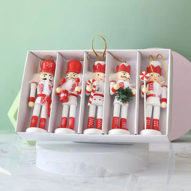 13CM Nutcracker Soldier Puppet Drum Style British Christmas Decoration Holiday Small Gift Pendant Red And White - Shop at LoveMi