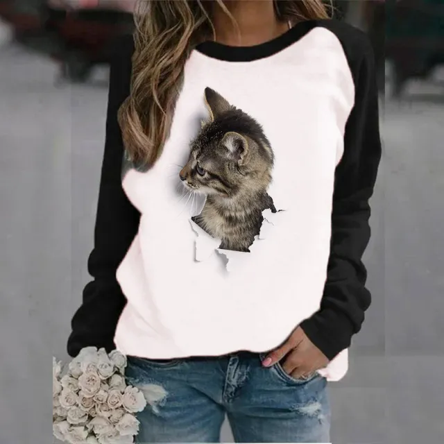 Animal Letter Printed Crew Neck Sweatshirt 4 Colors S - Shop at LoveMi