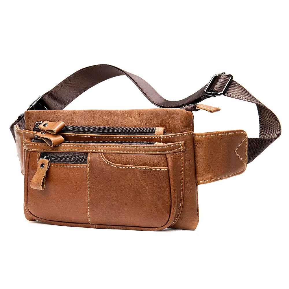 First Layer Cowhide Casual Sports Cross Body Chest Bag