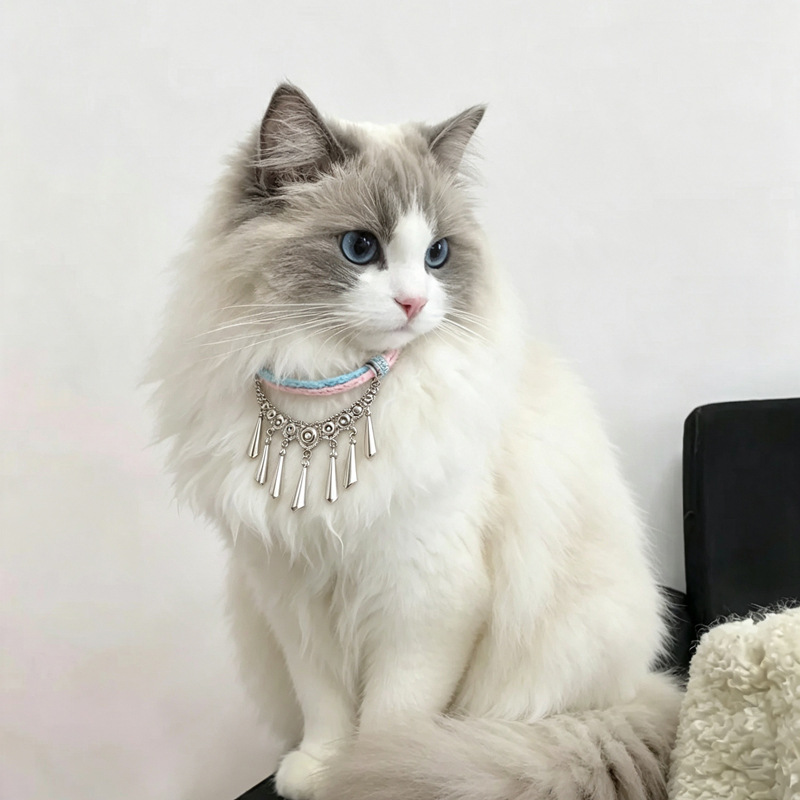Woven Tassel Pendant Vintage Pet Collar detail photo 8
