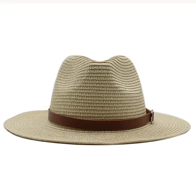 Sun Protection Travel Vacation Beach Woven Denim Top Hat Beige - Shop at LoveMi