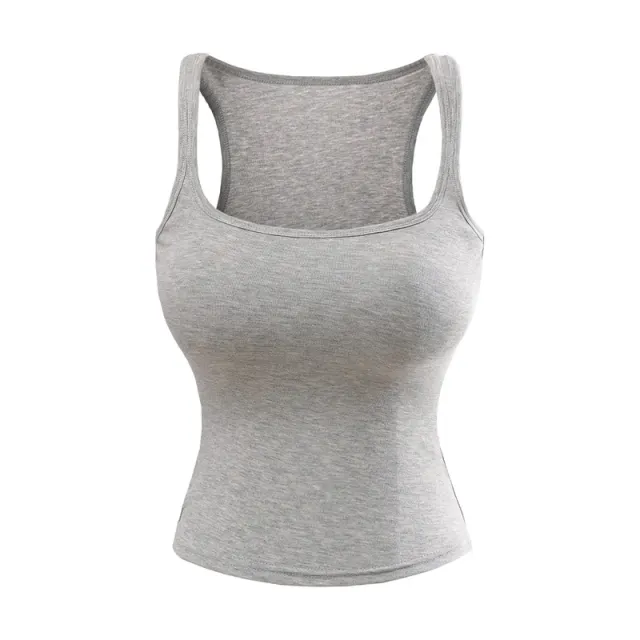 New Solid Color Summer Slim Fit Comic Chest Pad U neck Vest style Sling Gray - Shop at LoveMi