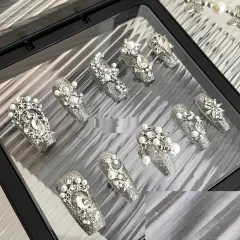Elegant Finished Nail Beauty Handmade Custom Detachable - Long Ladder Slight Flaw - View 1