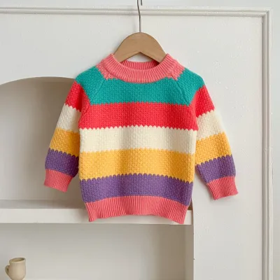 Sweater Rainbow Wool Top Round