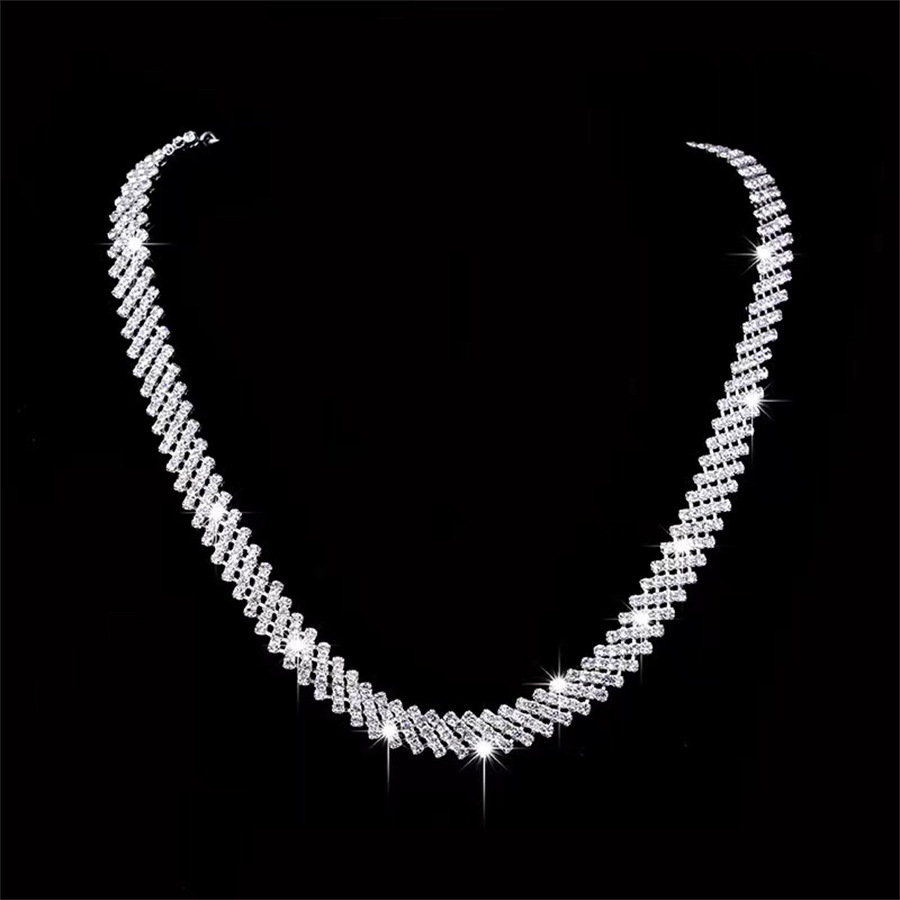 Bridal Jewelry Suit Shining Full Diamond Bright Necklace Earrings