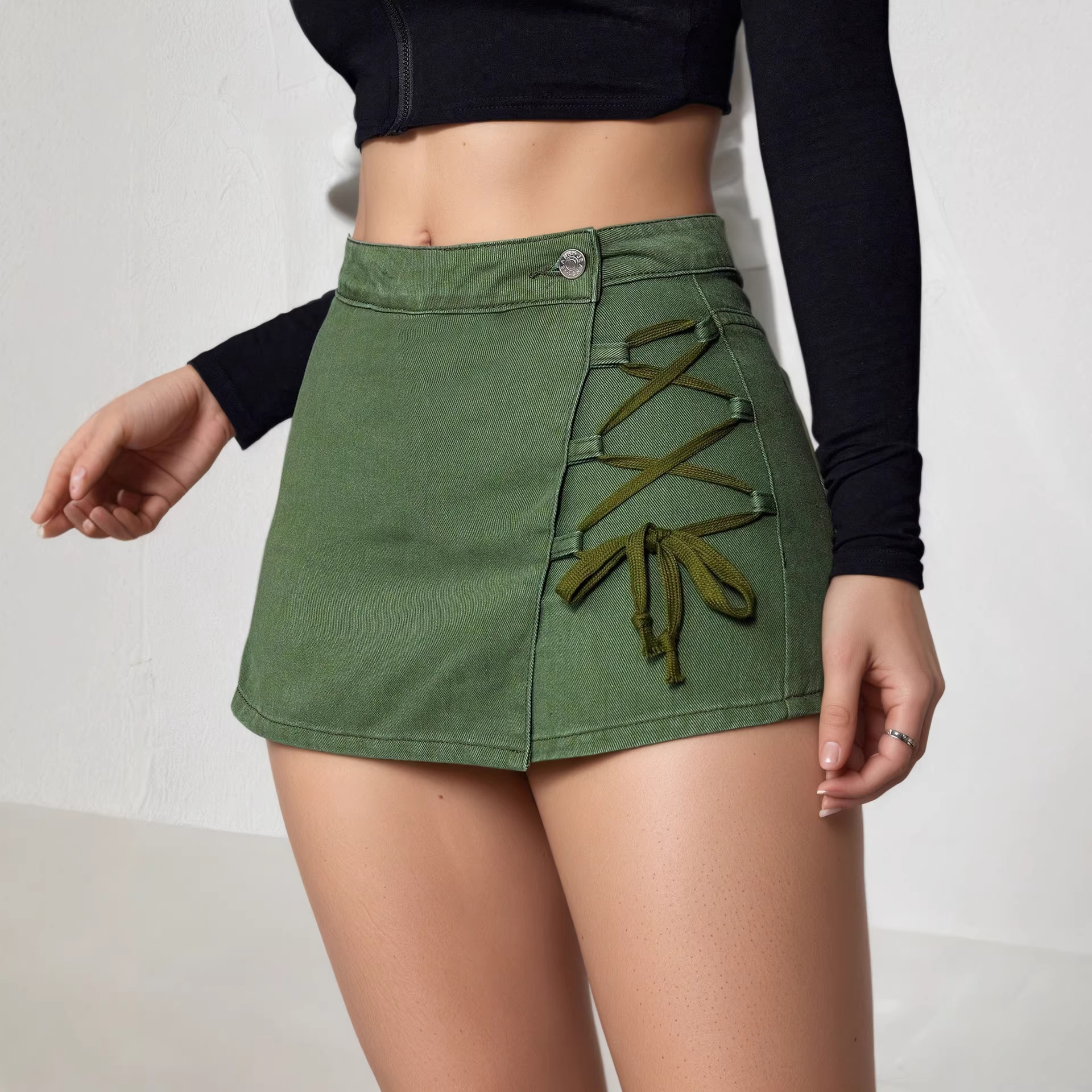 Womens Distressed Vintage Denim Skirt