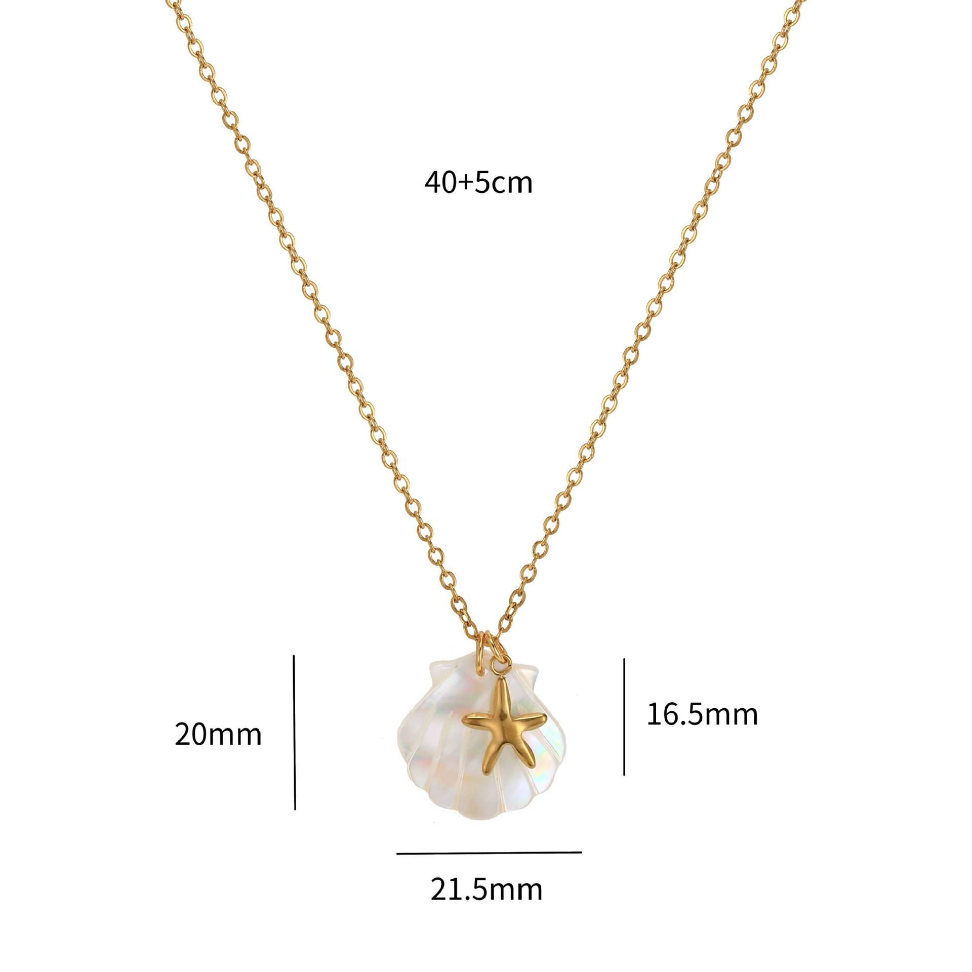 Women's Starfish Summer Style Conch Stainless Steel Plated 18K Gold Necklace