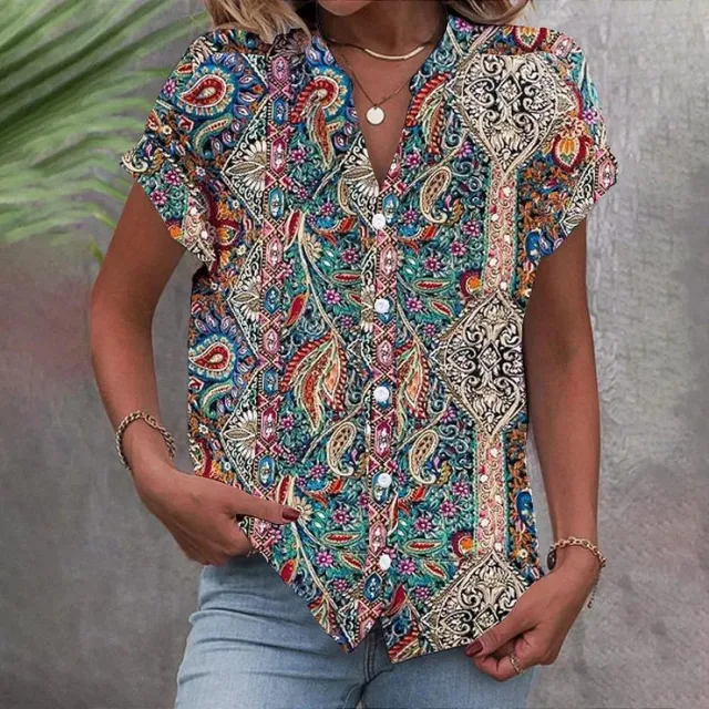 Stripe Series 3D Digital Printing Short Sleeve Shirt Top B Style Xl - Shop at LoveMi