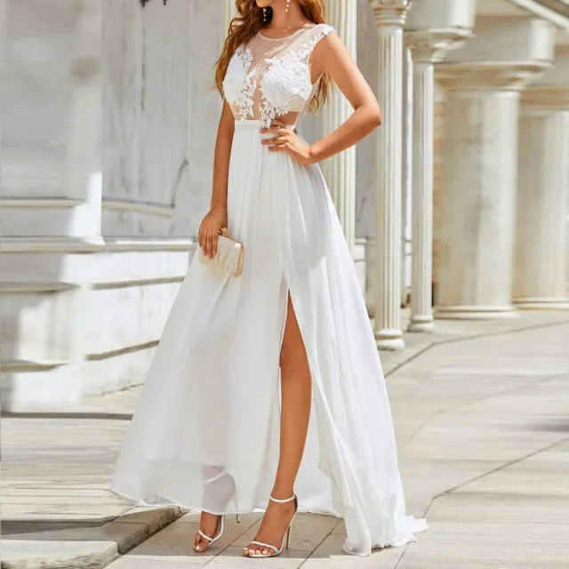 Chiffon Lace Trailing Wedding Large Swing Dress White - Shop at LoveMi