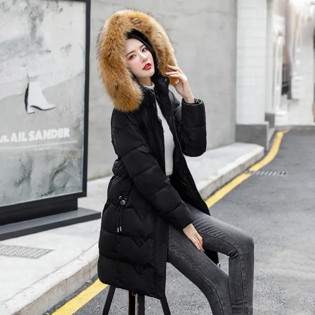 New Fleece lined Down Jacket Women's Winter Thick Cotton Clothing Coat Black - Shop at LoveMi
