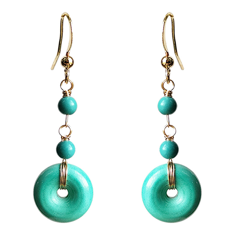 Mongolian Turquoise Peace Buckle Eardrops