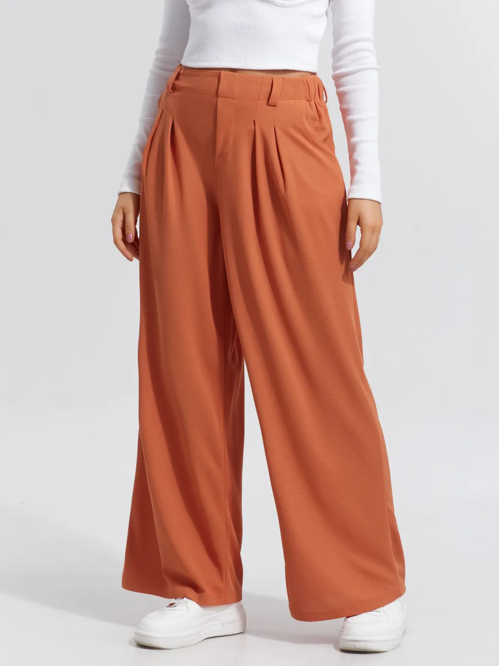 Women's Casual Loose And Elegant Wide-leg Pants - Orange