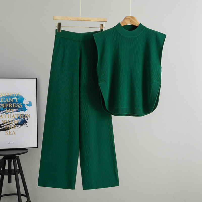 Sleeveless Knit Vest And Wide-leg Pants Set - Image 6