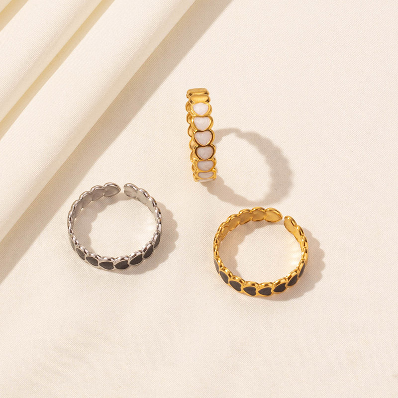 Women's Stainless Steel Niche Heart-shaped Oil Dripping Open Ring