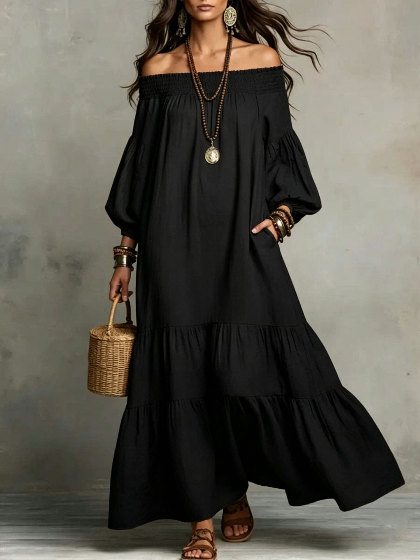 Bohemian Off Shoulder Long Dress