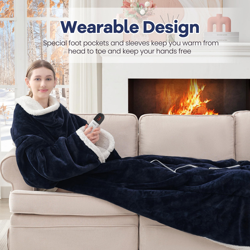 Wearable Electric Heated Blanket With Smart Temperature Control And Machine-washable