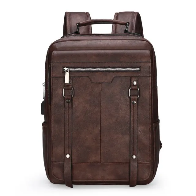 Men's Casual Backpack High School Junior High School Student Schoolbag Simple Brown - Shop at LoveMi