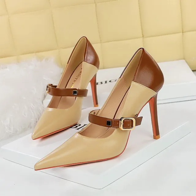 Retro High Heels Women's Shoes Stiletto Heel Khaki - Shop at LoveMi