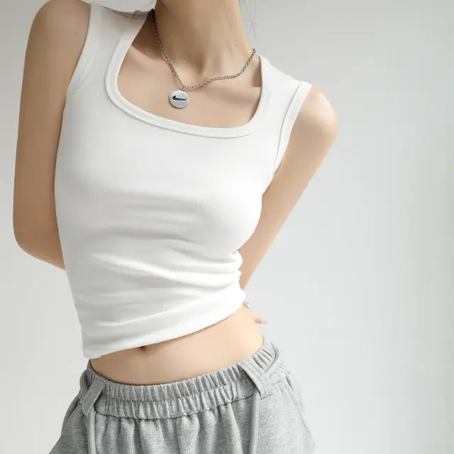 Suit Inner Wear Base Sleeveless Spaghetti Straps Midriff baring Short Top White - Shop at LoveMi