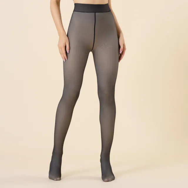 Outer Wear Fake Transparent One word Crotch Leggings Warm Women's Transparent Pantyhose Black Skin With Feet - Shop at LoveMi