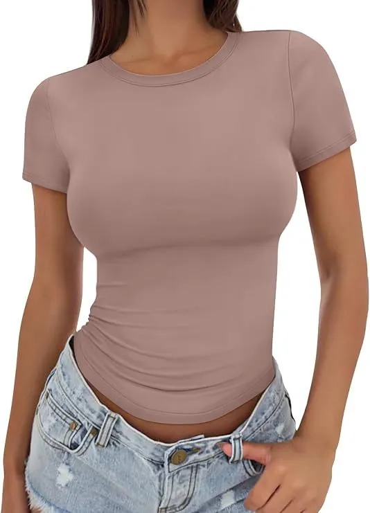 Short Sleeve Slim Fit European And American Top Rose Gold - Shop at LoveMi