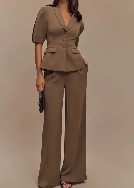 Women's Fashion Casual Elegant Solid Color Short Sleeve Suit Suit - Shop at LoveMi