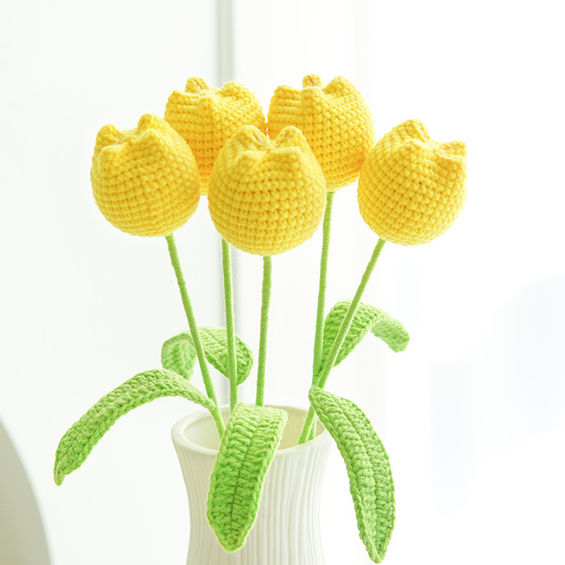 Hand-knitted Finished Yarn Bouquet Of Knitted Artificial Flowers 42