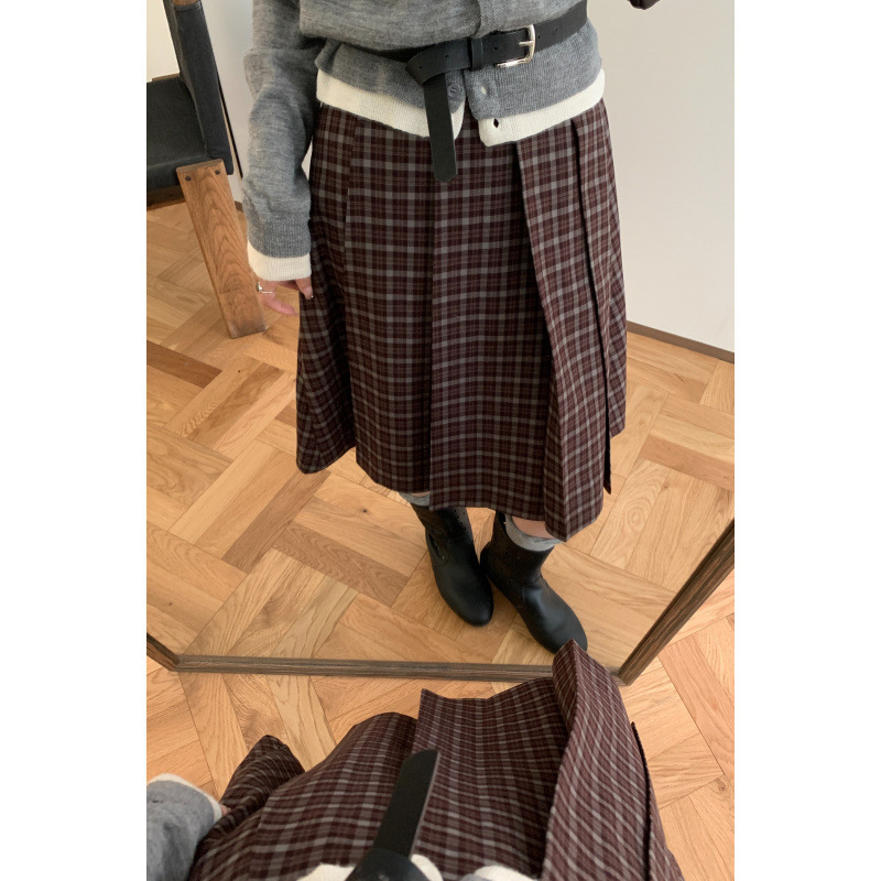 Candy Plaid Pleated Mid-skirt For Women 6