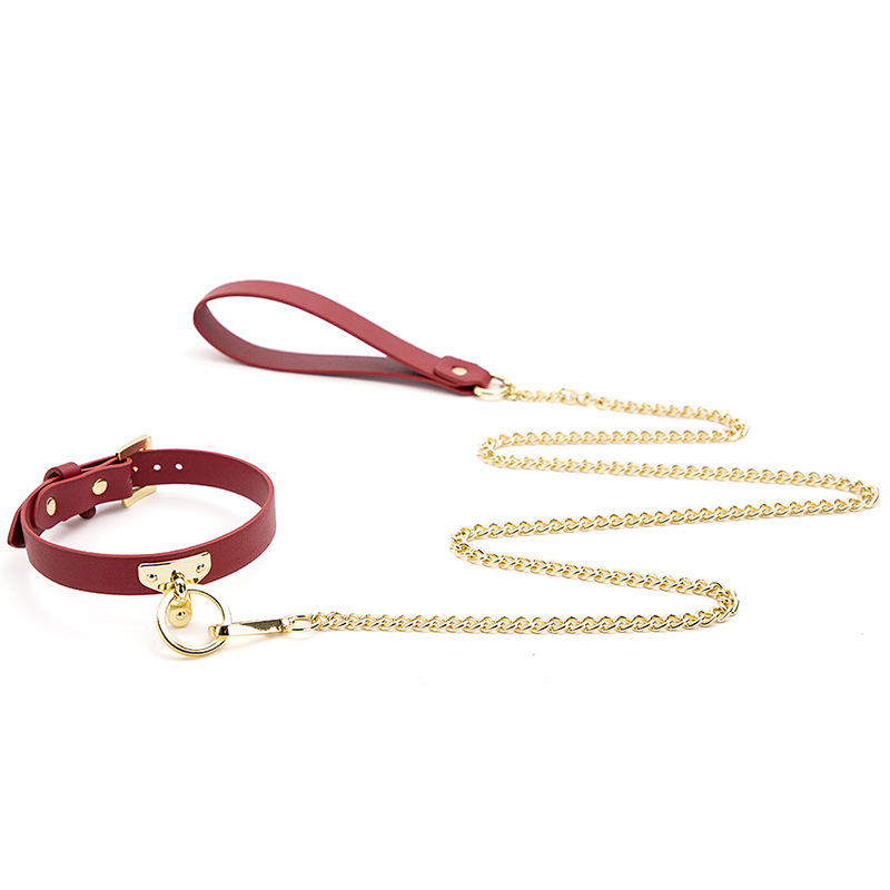 Chain Leash & Leather Collar Set