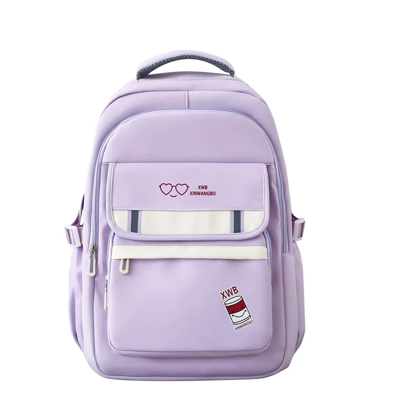 Korean Style Backpack Simple Good-looking Backpack Girls' Large Capacity - Purple