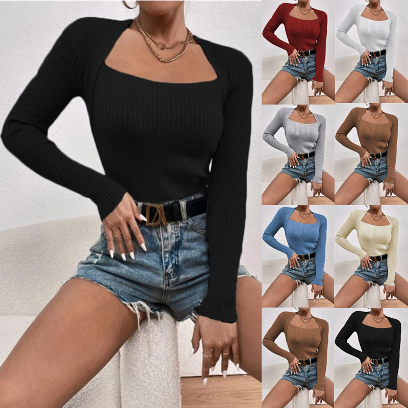 Women's Slim-fit Long-sleeved Knitted Bottoming Shirt