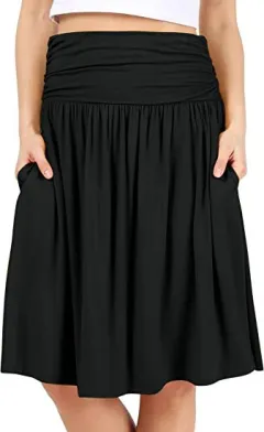 European And American Women's Clothing Pleated Elegant Midi Skirt - Black - View 1