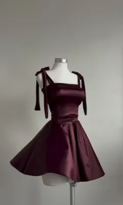Sexy Solid-color Ballet-style Waist-cinching A-line Mini Skirt - Wine Red - View 1