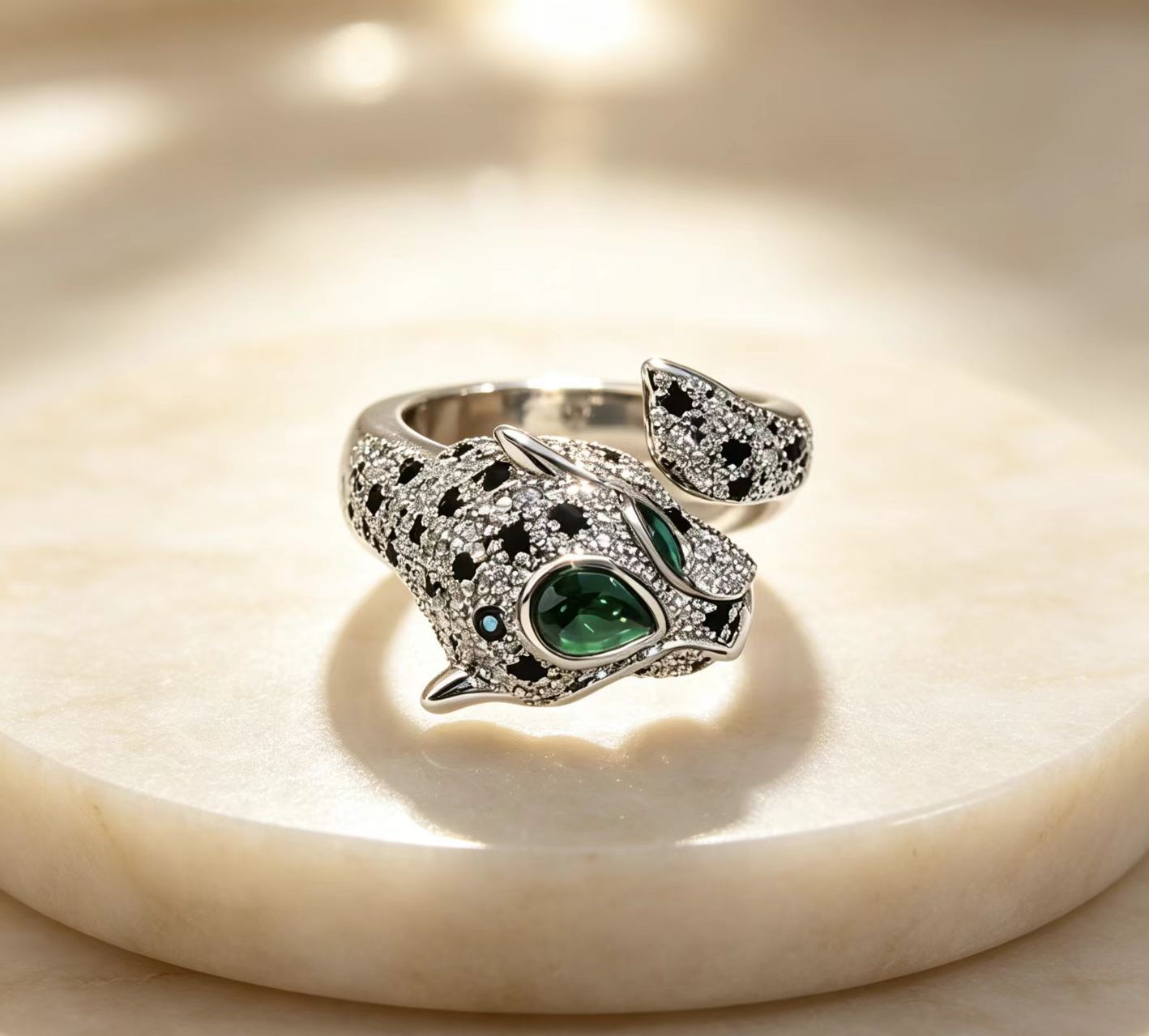 Leopard Zircon Statement Ring