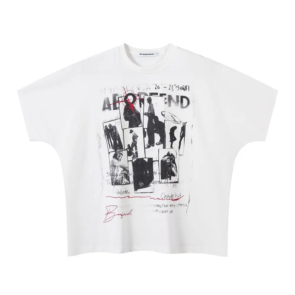 Design Pure Cotton Round Neck Creative Shadow Printed Short Sleeve T-shirt For Men