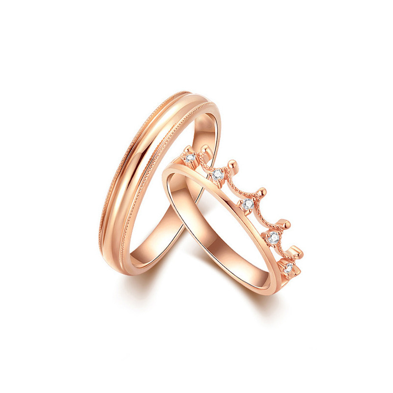 خاتم زوجي بتصميم تاج الأميرة المميز