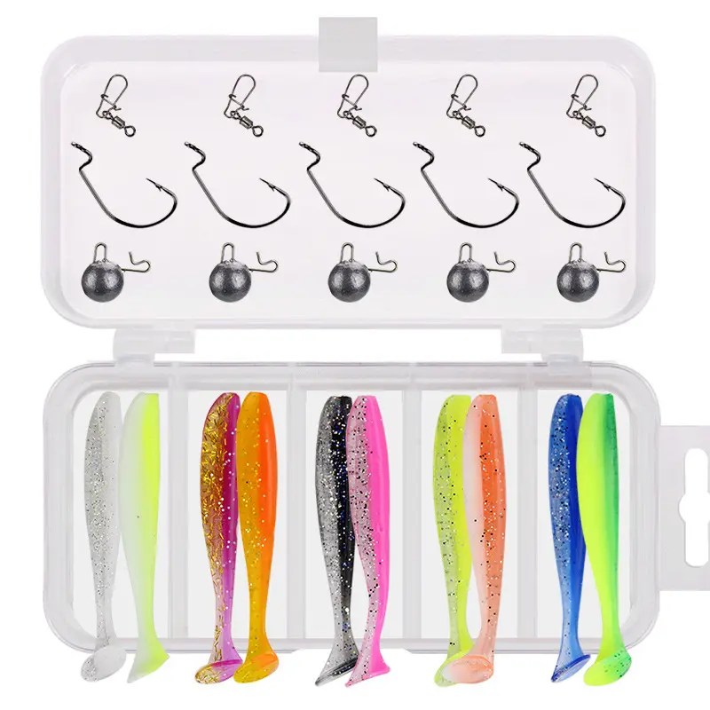 Simulation Two-color T Tail Jig Hook Crank