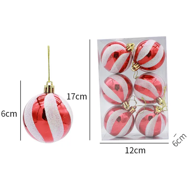 6cm Painted Christmas Ball Decorations Arrangement Props Red And White Spiral Stripes - Shop at LoveMi