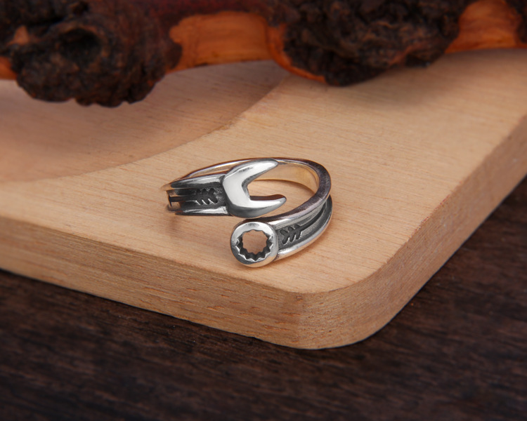 Men's Retro Hipster S925 Sterling Silver Wrench Ring