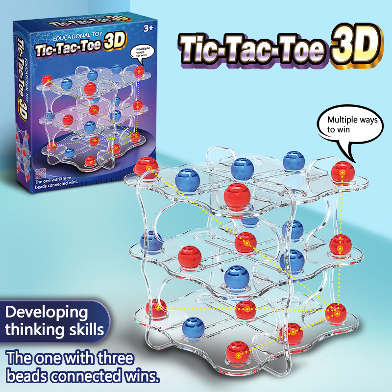 3D Triple Tic-Tac-Toe Early Learning Board Game For Kids