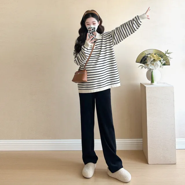 Loose Plus Size Pregnant Women's Knitted Top Apricot - Shop at LoveMi