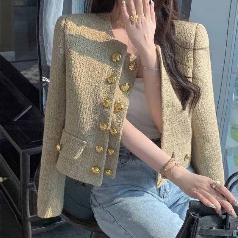 Womens Crew-neck Padded-shoulder Cropped Top