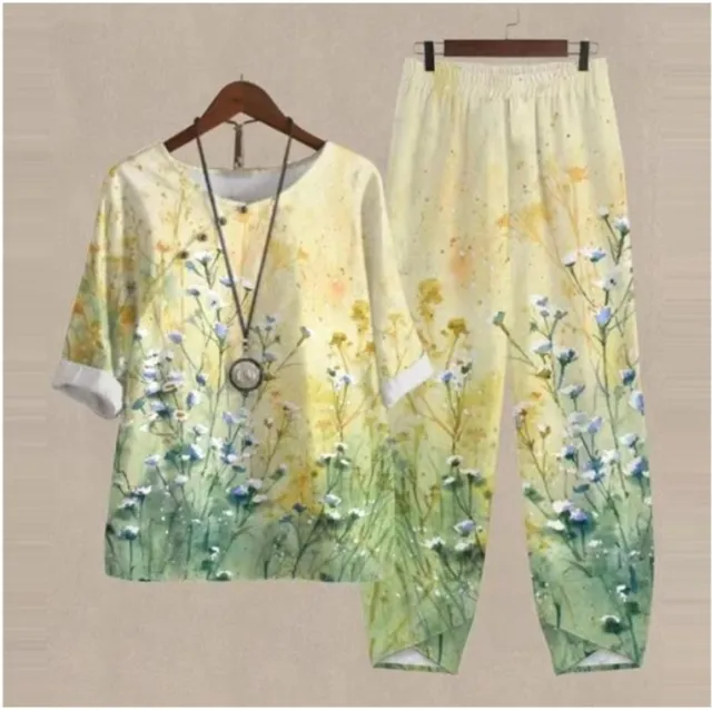 New Women's Five quarter Sleeve Printed Top Two piece Pants Element 4 Xl - Shop at LoveMi