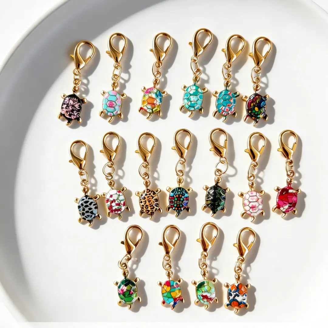 Colorful Oil-drop Turtle Keychain Pendant, Alloy Accessory