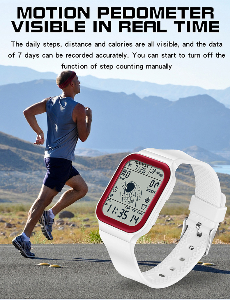 Sanda Digital Waterproof Step Calorie counter Sports watch for Men