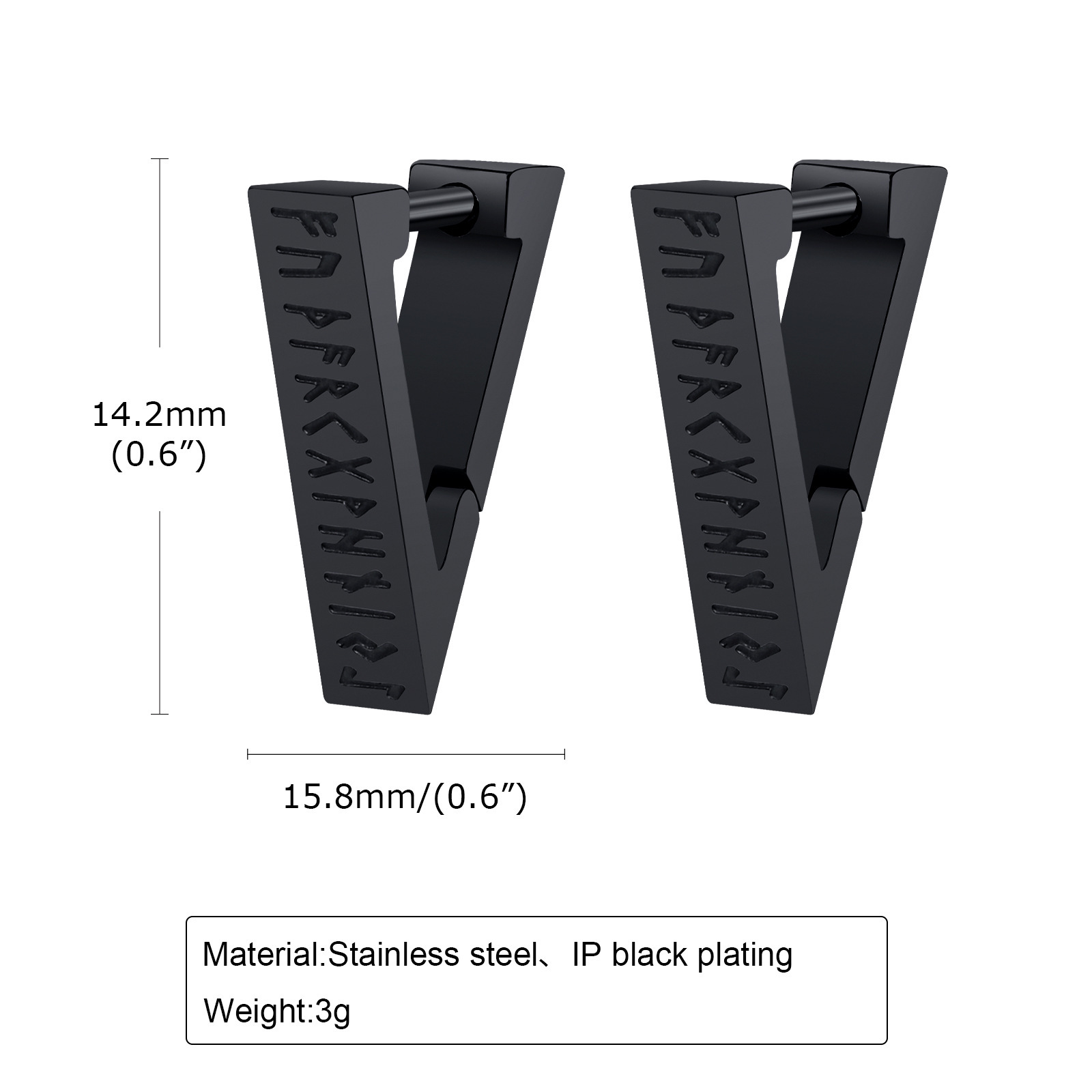 Stainless Steel Geometric Triangle Corrosion Viking Symbol Earrings Men Ornament