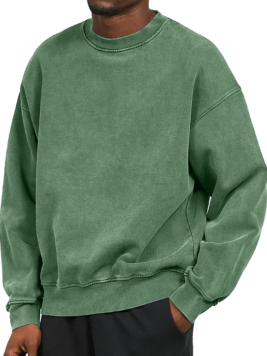 Heavy Thickening Fried Flower Men's Round Neck Loose Sweatshirt - Picture 7 of 10
